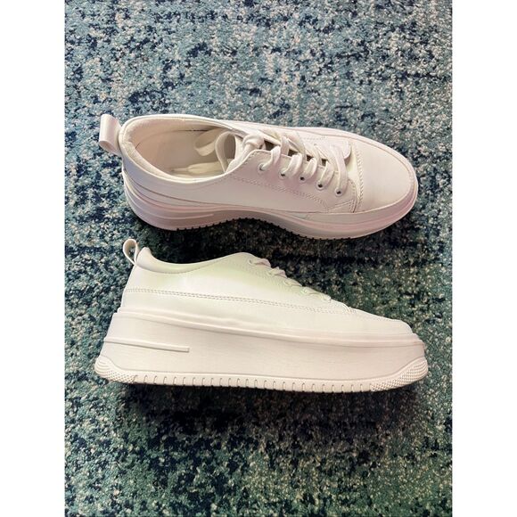 Princess Polly White Dylan Platform Sneakers Size 7 - Picture 1 of 8
